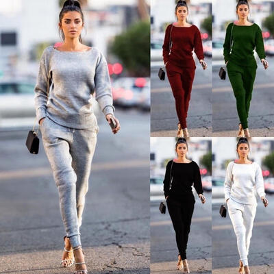 

Fashion 2Pcs Women Tracksuit Hoodies Sweatshirt Pants Set Lounge Wear Sport Suit 6-14