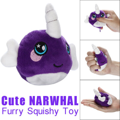 

Gotoamei 9cm Furry Squishies Cute Narwhal Foamed Stuffed Slow Rising Squeeze Stress Toys