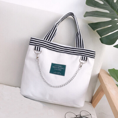 

Tailored Wild Fashion Striped Bag Chain Ddecorative Canvas Bag Shoulder Diagonal Handbag