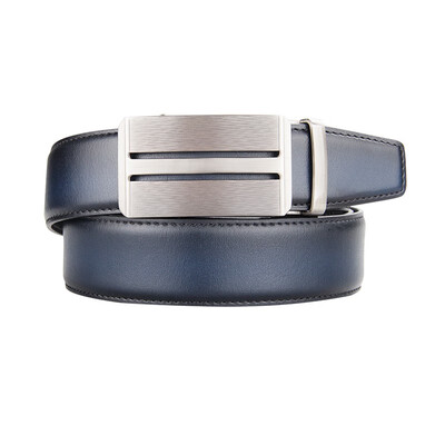 

BPSTAR Mens Automatic Buckle Genuine Leather Mens Ratchet Holeless Belt Business High Quality Mens Real Belt for Pants