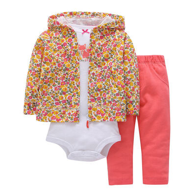 

Spring Autumn Cardiganl Hooded Jacket Long Sleeve Short Sleeve Romper Pants One Piece Suit Baby Clothing For 0-2Y