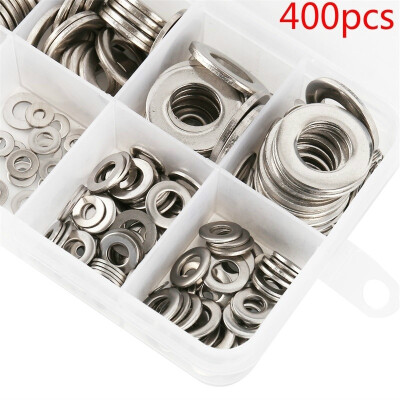 

400 pcs Stainless Steel Washer Spring Metric Washer Assortment Set - M2 M25 M3 M4 M5 M6 M8 M10