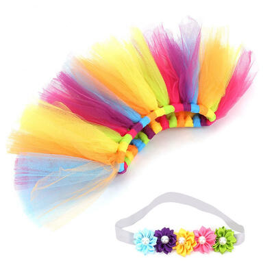 

Greensen Baby Newborn Photography Props Infant Pettiskirt Tutu Rainbow Bubble Skirt with Headband