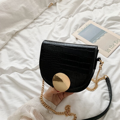 

Summer small fresh bag female 2019 new Korean version of the fashion crocodile pattern wild chain shoulder slung saddle bag