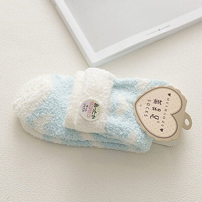 

Womens 1Pair Coral Fleece Fuzzy Ankle Socks Cute Thicken Heart Printed Napping Indoor Floor Socks Warm Antiskid Sock