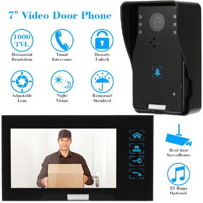 

KKmoon® 7" Video Door Phone Intercome Doorbell Touch Button Remote Unlock Night Vision Rainproof Security CCTV Camera Home Surveil