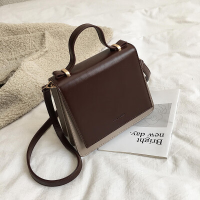 

Bag female 2019 new chic Korean fashion wild texture contrast color casual shoulder bag shoulder saddle bag