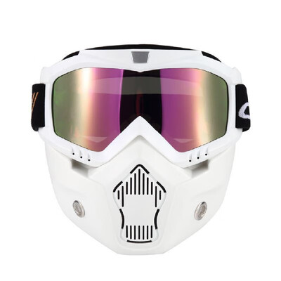 

Mortorcycle Mask Detachable Goggles&Mouth Filter for Open Face Helmet Motocross Ski Snowboard