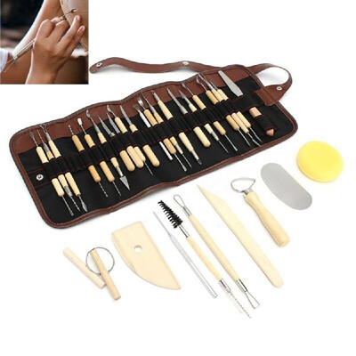 

31Pcs Sculpting Tools Roll Pottery Clay Sculpture Carving Modelling Ceramic Craft Tools DIY Kit