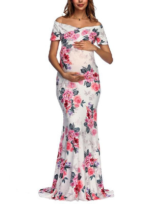 

Sweet&Romantic Flower Patterns Printed MKaxi Dress