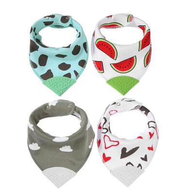 

4pcs Baby Cartoon Double Layer Thick Adjustable Bib Soft Triangle Towel