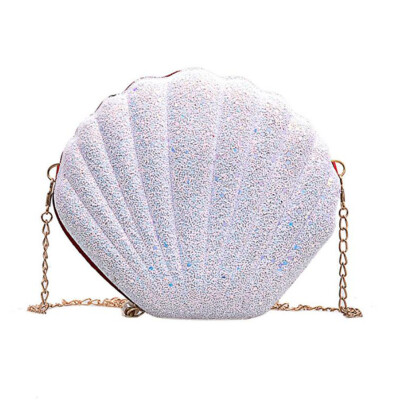 

Shell Shape Women Glitter Shoulder Bag Shiny Bag Creative Lady Girl Chain Cross body Bag Party Shoulder Bag