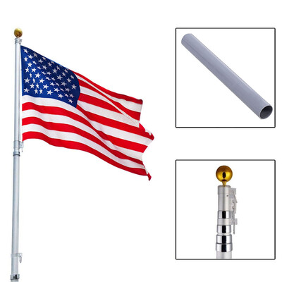 

20 ft Aluminum Telescoping Flagpole Kit Outdoor Gold Ball