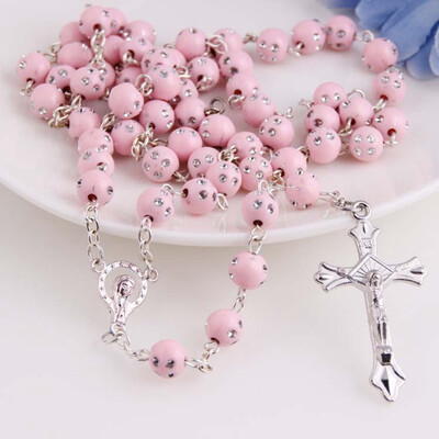 

Necessaries Colorful Church Priest Prayer Necklace Catholic Rosary Men&Women Long Chain Beaded Cross Pendant Necklace Jewelry
