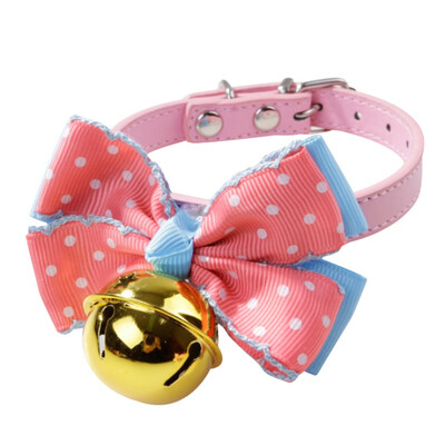 

1pc Lovely Bowknot Pet Dog Cat Collar Adjustable Puppy Cat Tie Collar With Gold Bell Fashion Pet Dog Cat Accessories