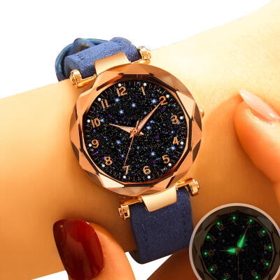 

Fashion Women Bracelet Watch Leather Band Starry Sky Watches Quartz Wristwatch Numeral Star Clock Reloj Mujer