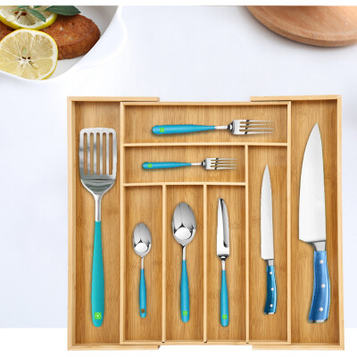 

Gobestart Bamboo Expandable Drawer Organizer Kitchen Premium Cutlery&Utensil Tray