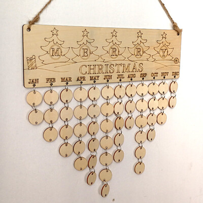 

〖Follure〗Wood Birthday Reminder Board Birch Ply Plaque Sign Merry Christmas DIY Calendar