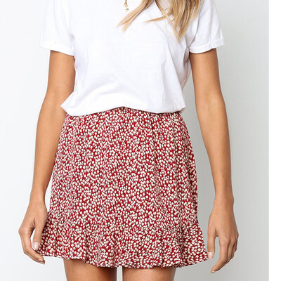 

Roseonmyhand Women Casual Retro High Waist Evening Party Short Print Skirt