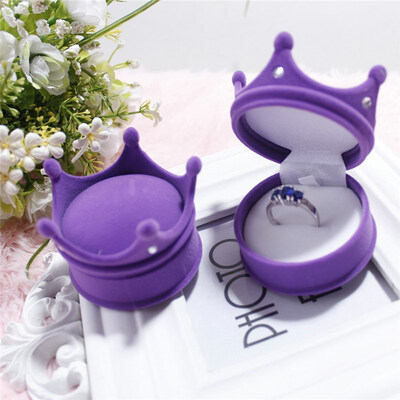 

FUNNYBUNNY Crown Flock Velvet Ring Display Box Earring Stud Necklace Jewelry Case Gift