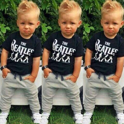 

2PCS Causal Kids Baby Boy Clothes T-Shirt Trousers Sports Pants Outfit 2-6Y