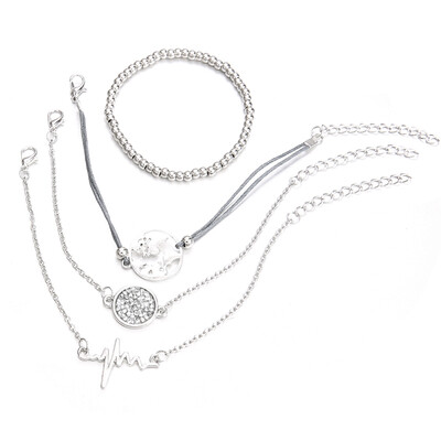 

4Pcs\Set Bohemia Handmade Turtle Tree Life Heart Bracelet Set For Women Girl Natural Stone Bead Bracelet Jewelry