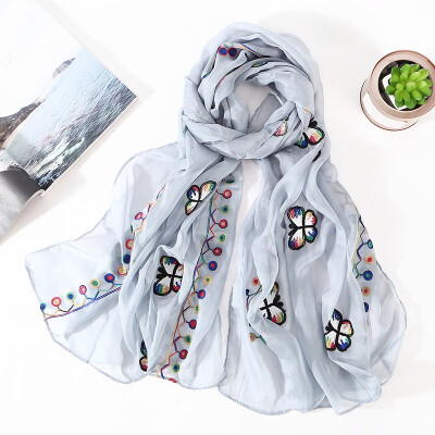 

Elegant simulation silk embroidered silk scarf embroidery scarf new summer air conditioning shawl female silk scarf wholesale