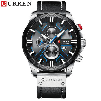 

Curren 8346 Men Watch Waterproof Quartz Wrist Watch Multifunctional Calendar Alloy Case Leather Band Watch