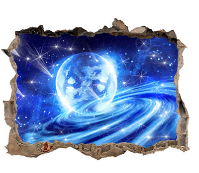 

Cosmic Planet Blue Waterproof Starry Background 3D Window Sticker 4 Styles Reusable HalloweenChristmas Decoration Stickers
