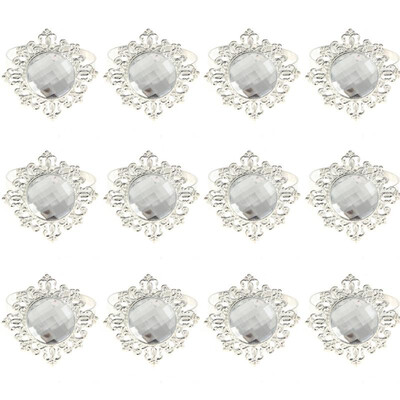 

12pcs Acrylic Diamond Design Napkin Ring Dinner Decoration