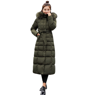 

Toponeto Women Outerwear Fur Hooded Coat Long Cotton-padded Jackets Pocket Coats