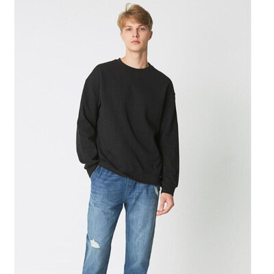 

Mens Solid Color Round Collar Sweatshirt Fall Loose Shoulder Long Sleeve Pullover