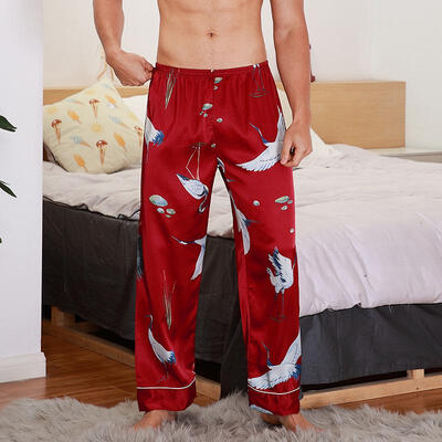

Fashion Print Pattern Mens Imitation Silk Pajamas Pyjamas Pants Sleep Bottoms For Spring Autumn