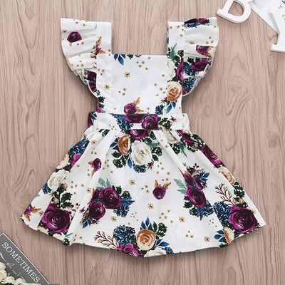 

Toddler Kids Baby Girls Flower Print Princess Ruffled Dress Sundress Summer
