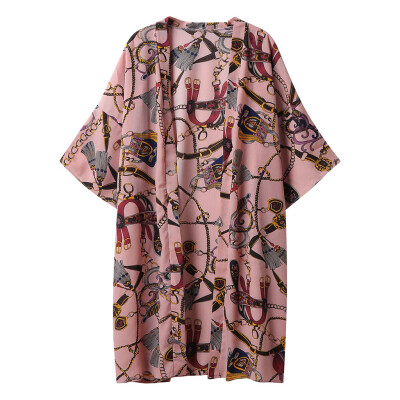 

Toponeto Women Summer Printing Open Cape Casual Coat Blouse kimono Jacket Cardigan