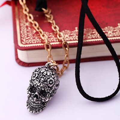 

Women Skull Necklaces Vintage Long Neckless Hip Hop Dance Jewlery Sweater Chain Halloween Jewelry