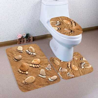 

〖Follure〗3PCS Christmas Bathroom Non-Slip Pedestal Rug Lid Toilet Cover Bath Mat Set