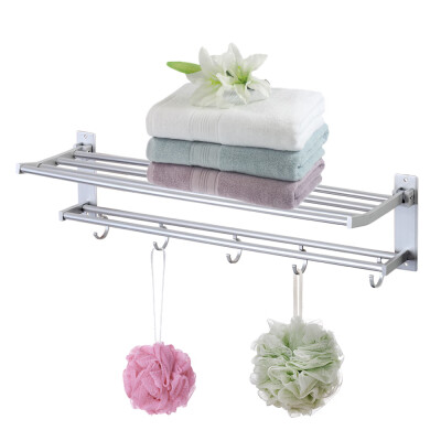 

60cm 5 Hook Towel Rack Multi-functional Space Aluminum Folding Towel Rack