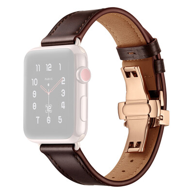 

〖Follure〗Butterfly buckle Leather Wrist Watch Strap Band For IWatch Apple Watch 4 40mm BW