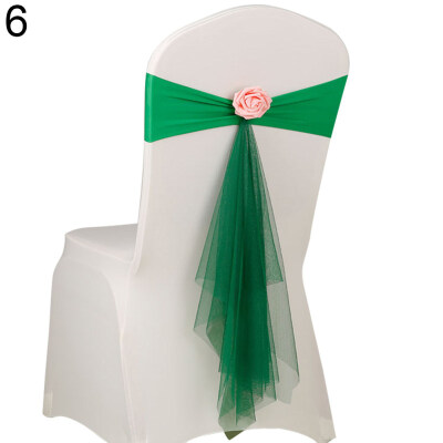 

1050Pcs Faux Rose Flower Organza Chair Sash for Wedding Events Party Decor