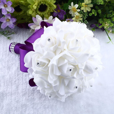 

1 Piece Simple Cream Ivory Silk Bridal Bouquet Artificial Flowers Bridesmaid Bride Bouquet Decoration Customized