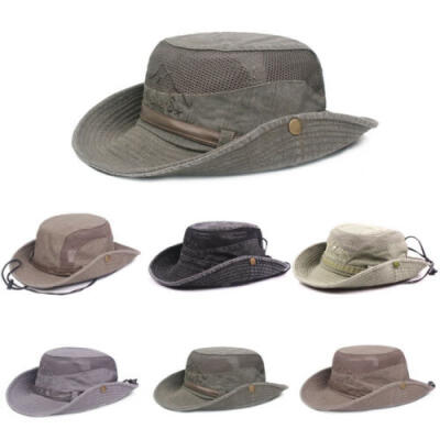 

Mens Sun Hat Bucket Fishing Hiking Cap Wide Brim UV Protection Hat Breathable