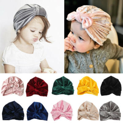 

Baby Toddler Kid Boy Girl Winter Velvet Warm Soft Beanie Hat Turban Knot Cap DY