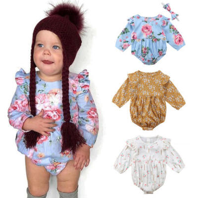 

UK Newborn Baby Girl Long Sleeve Floral Romper Bodysuit Jumpsuit Outfits Clothes