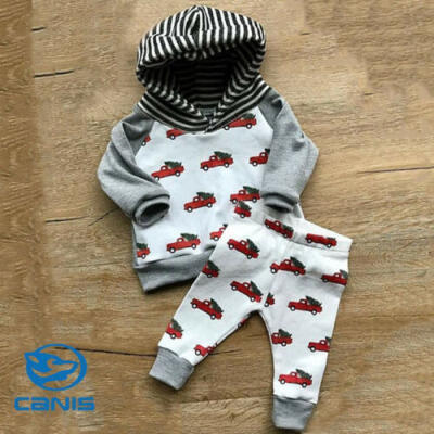 

Toddler Baby Boys Girls Christmas Tree Cartoon Hooded Tops Pants Outfits Clothes