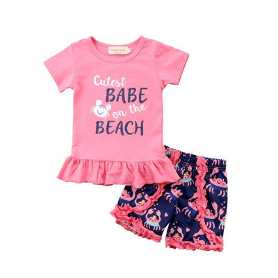 

Cute Newborn baby T-shirt top shorts cotton suit clothes 2pcs