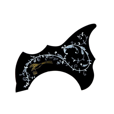 

Fashion Bird Flower Pattern Acoustic Guitar Pickguard Scratch Plate PVC Black