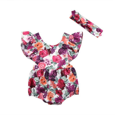 

Lovely Printing Rompers Newborn Baby Girls Floral Romper Bodysuit Jumpsuit Outfit Sunsuit Floral Clothes