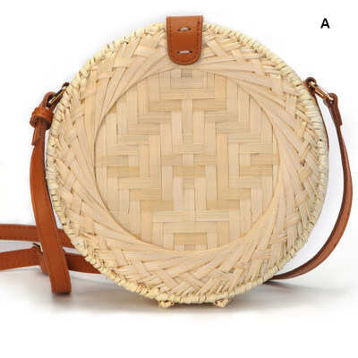 

Women Fashion Handmade Woven Round Straw Bags Summer Beach Style Handbags Bohemian Rattan Crossbody Bags Beach Circular Bags