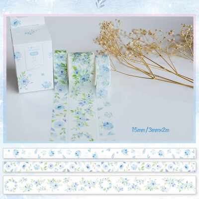 

3 PcsBox Fantasy Ocean Beautiful Flowers Plant Washi Tape DIY Decoration for Scrapbooking Masking Tape Adhesive Tape